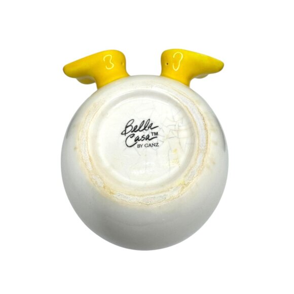 Bella Casa By Ganz Ceramic Egg-Shaped Bowl With Yellow Interior & Duck Feet - Picture 6 of 7